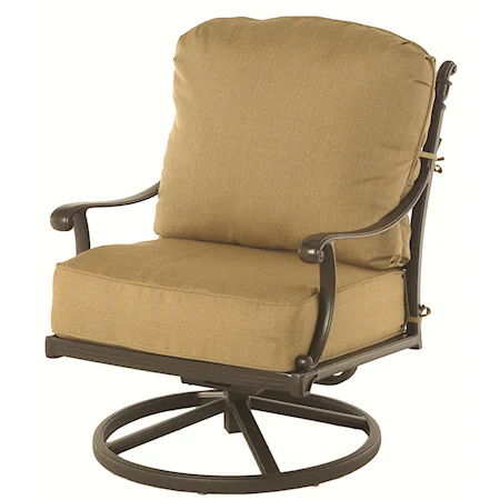 Outdoor Swivel Rocker with Plush Cushions and Aluminum Frame